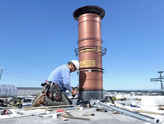 Installed chimney liner by Stoneham Chimney Sweep in Stoneham, MA