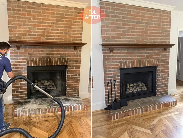 Stoneham Chimney Sweep carefully sanitizing a fireplace in Stoneham, MA